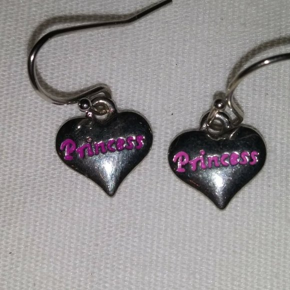 PINK LETTER "A" w/PRINCESS CHARM NECKLACE AND PRINCESS CHARM EARRINGS CA 00691 - Picture 12 of 12